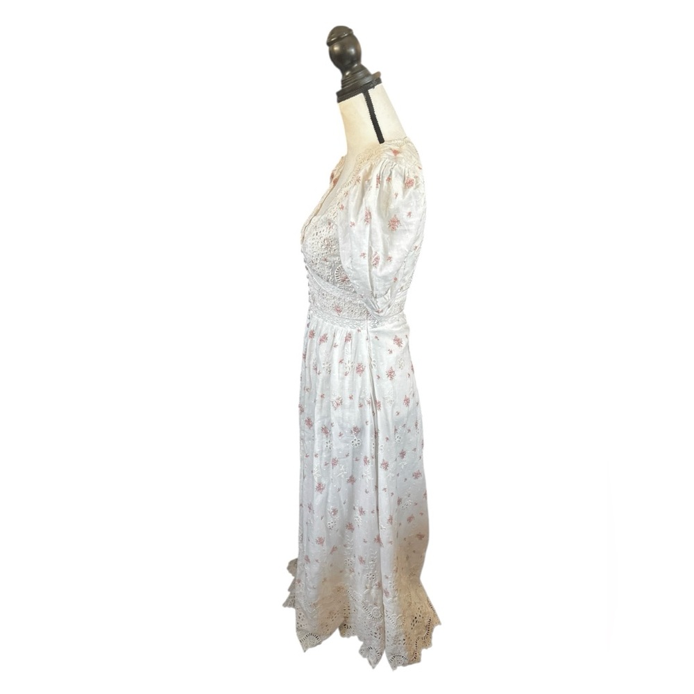 LoveShackFancy Stacy Floral Print Broderie Cotton Maxi Dress Cottagecore Size 0 - Picture 2 of 16